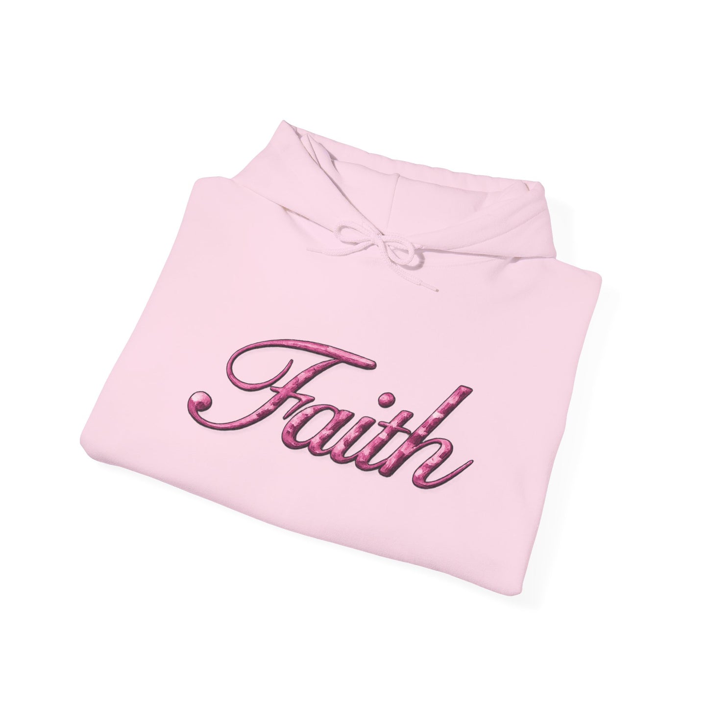 Faith Hoodie — Pink Crown Christian Sweatshirt (Script Faith text)
