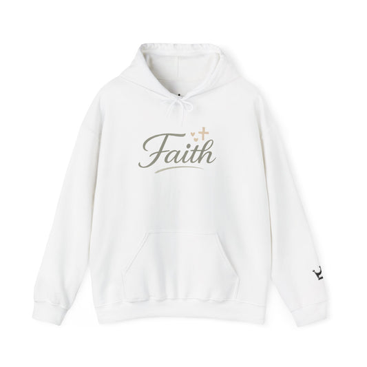 Faith Script Hoodie — Inspirational Christian Pullover with Cross Accent