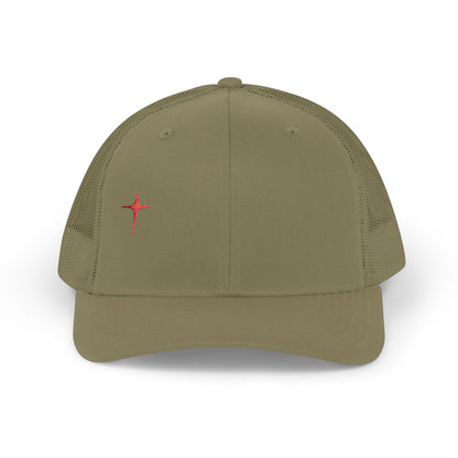 Embroidered Cross Snapback Trucker Hat