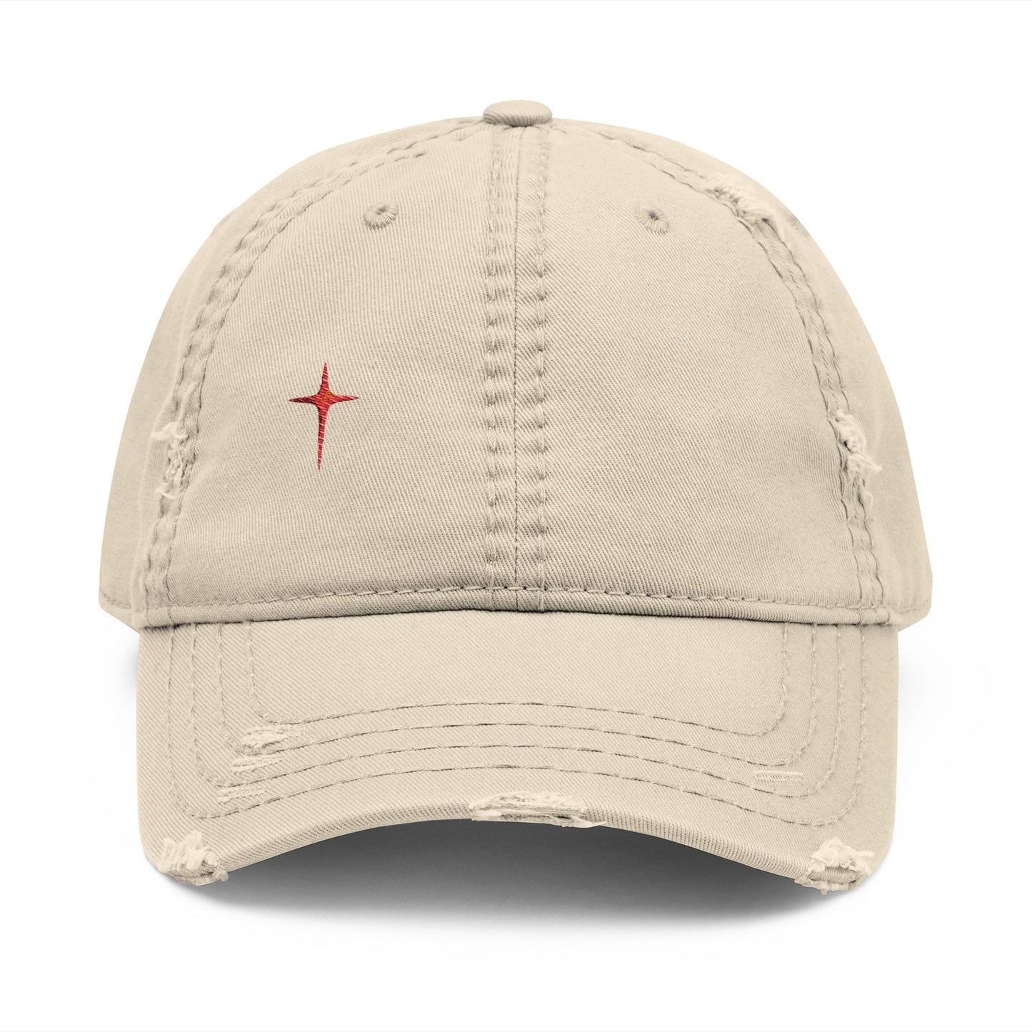 Distressed Embroidered Cross Dad Hat — Retro Worn Baseball Cap