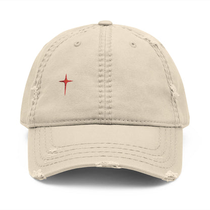 Distressed Embroidered Cross Dad Hat — Retro Worn Baseball Cap