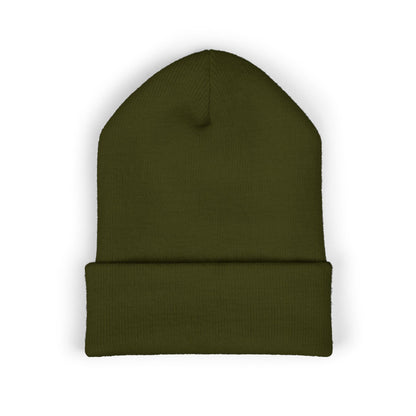 Embroidered Minimal Star Cuffed Beanie — Classic Knit Winter Hat
