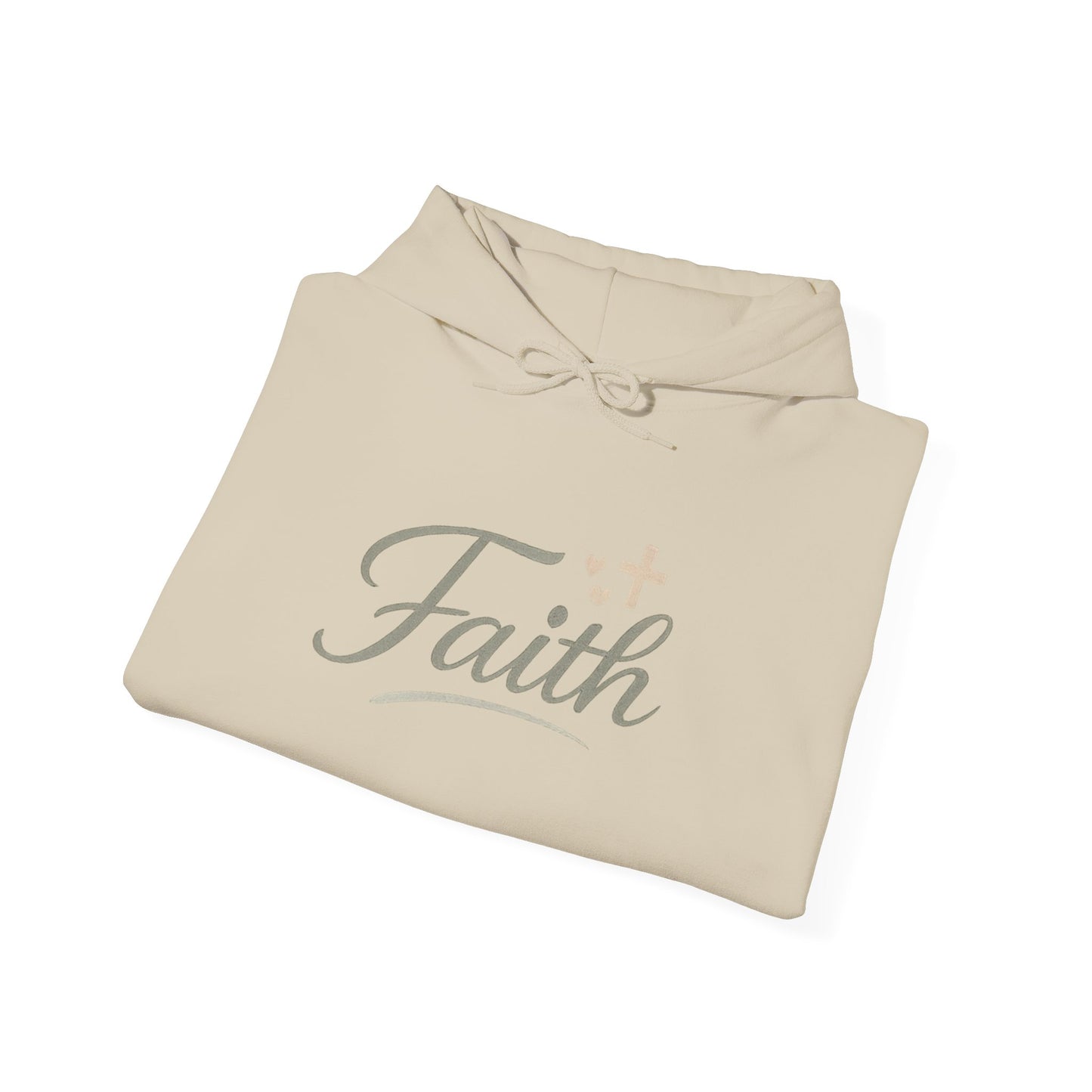 Faith Script Hoodie — Inspirational Christian Pullover with Cross Accent