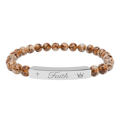 Engraved 'Faith' Natural Stone Stretch Bracelet