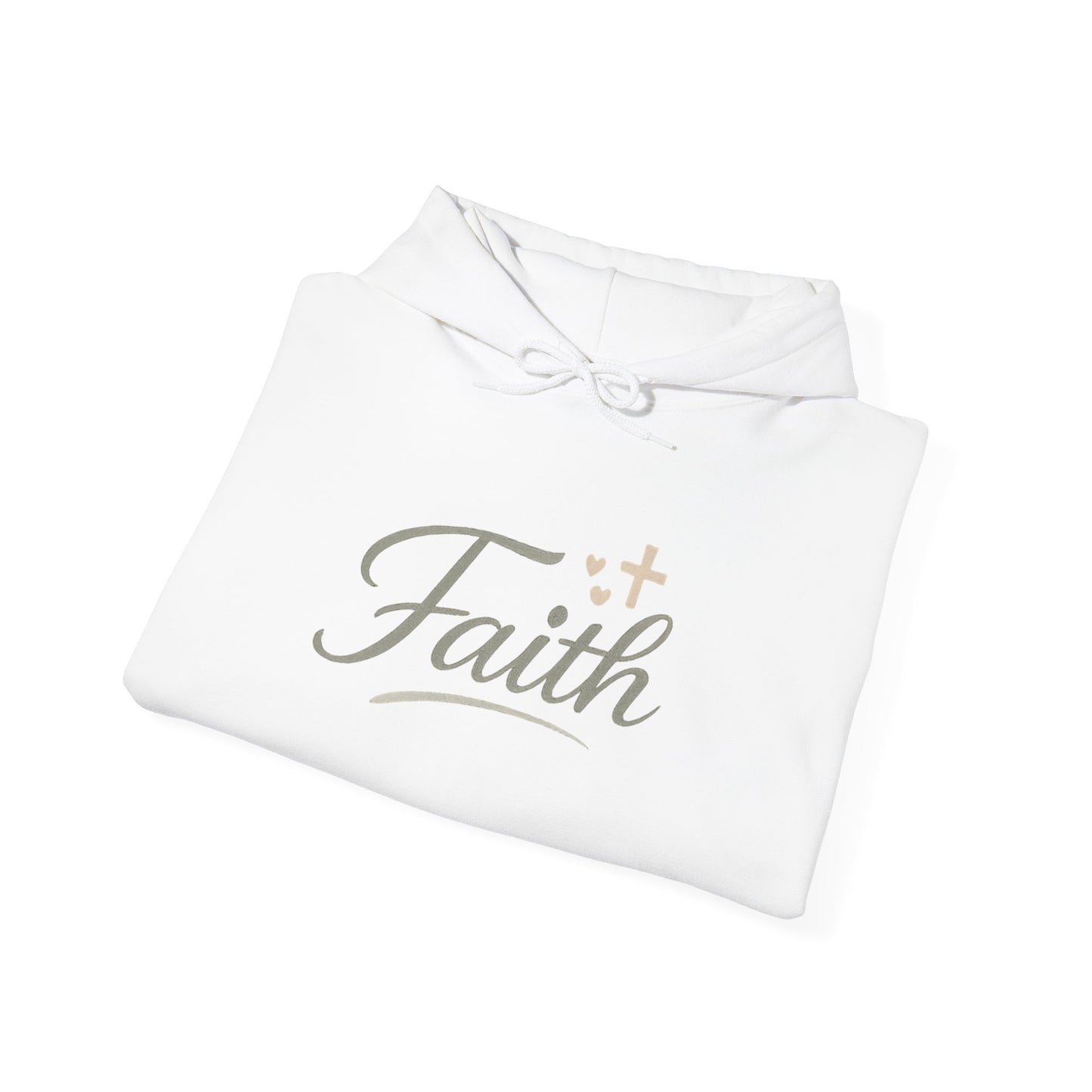 Faith Script Hoodie — Inspirational Christian Pullover with Cross Accent