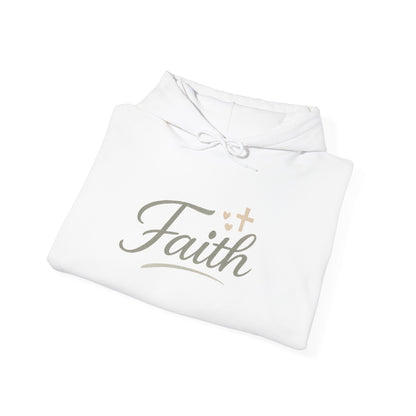 Faith Script Hoodie — Inspirational Christian Pullover with Cross Accent