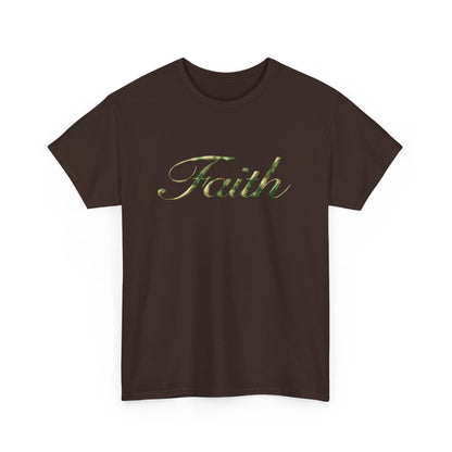 Faith Script Tee — Camouflage Crown Graphic Shirt