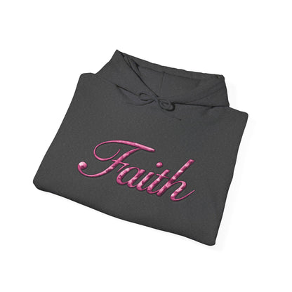 Faith Hoodie — Pink Crown Christian Sweatshirt (Script Faith text)