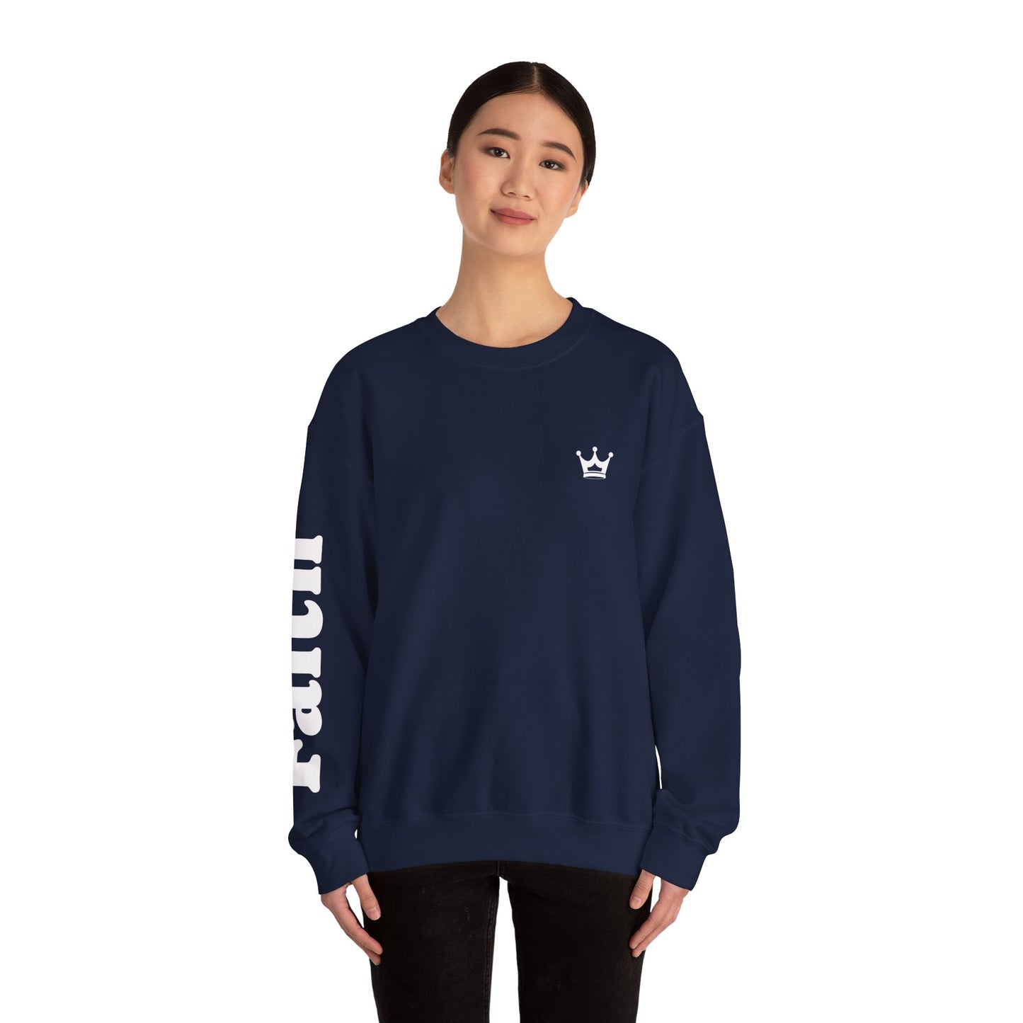 Christian Crewneck Sweatshirt — "You Need Jesus." Back Print with Faith Sleeve