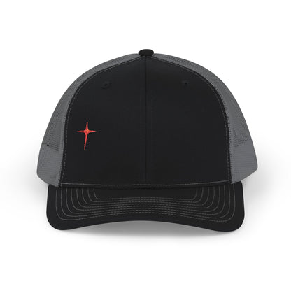 Embroidered Cross Snapback Trucker Hat