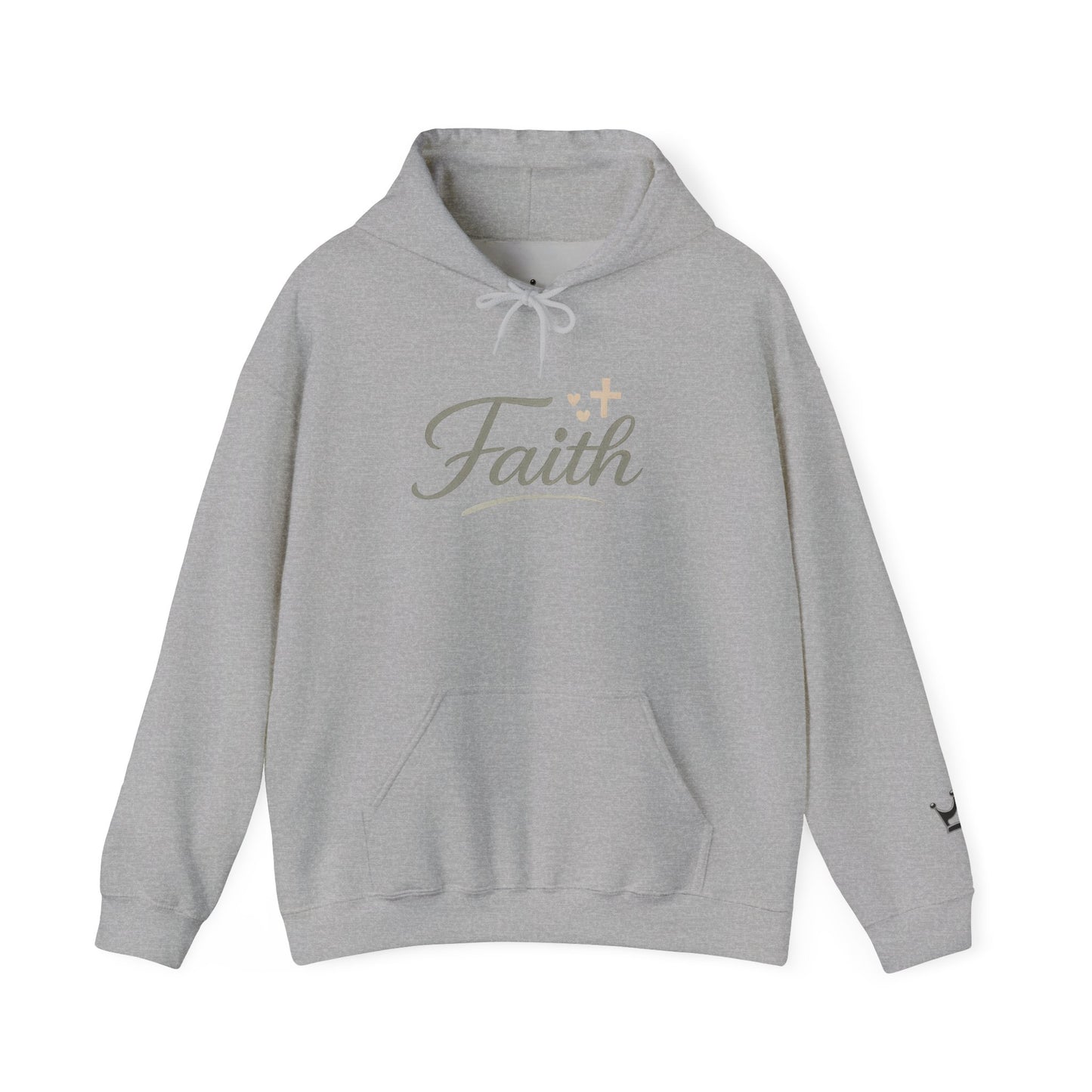 Faith Script Hoodie — Inspirational Christian Pullover with Cross Accent