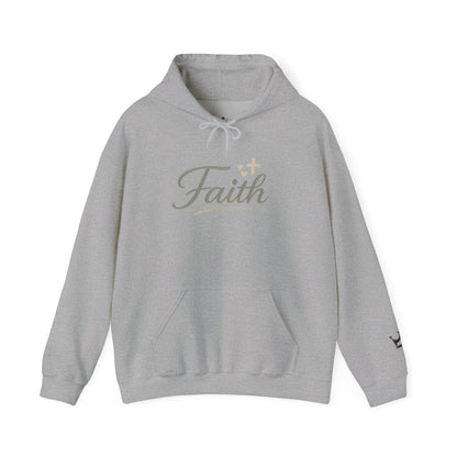 Faith Script Hoodie — Inspirational Christian Pullover with Cross Accent