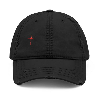 Distressed Embroidered Cross Dad Hat — Retro Worn Baseball Cap