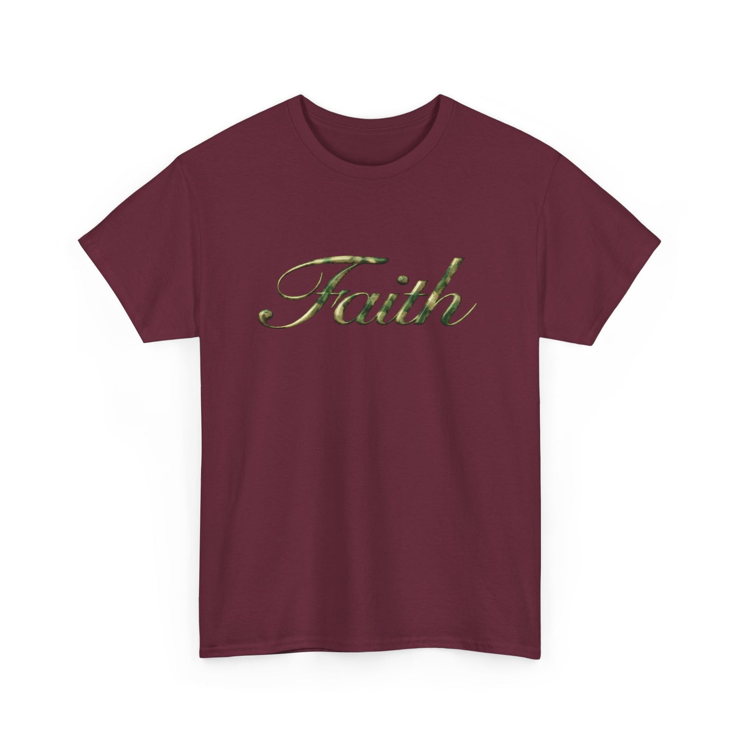 Faith Script Tee — Camouflage Crown Graphic Shirt