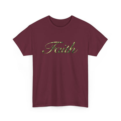 Faith Script Tee — Camouflage Crown Graphic Shirt
