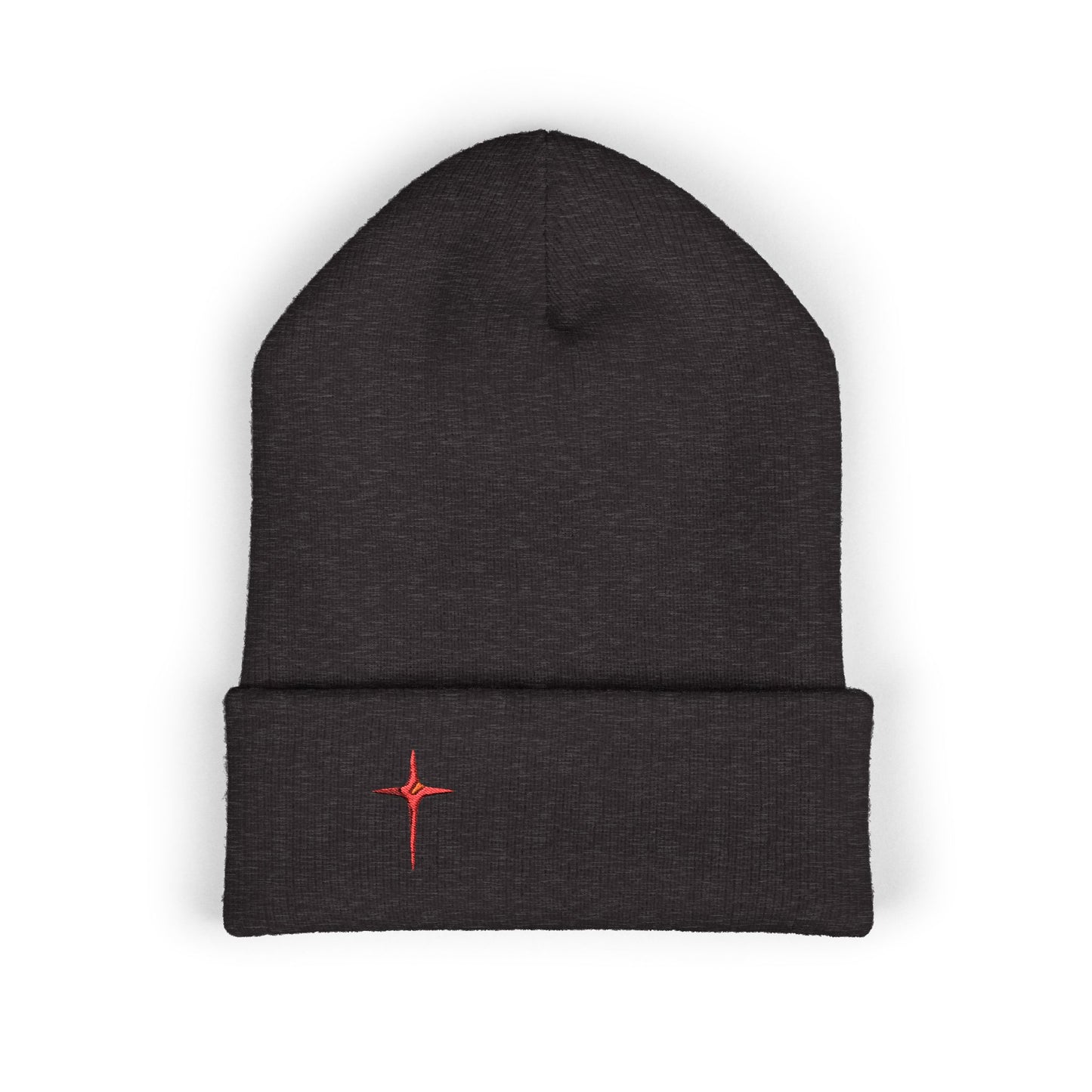 Embroidered Red Star Cuffed Beanie