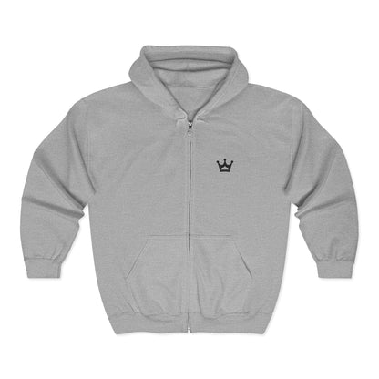 Crown Logo Zip Hoodie - Minimal Royal Emblem Full-Zip Sweatshirt