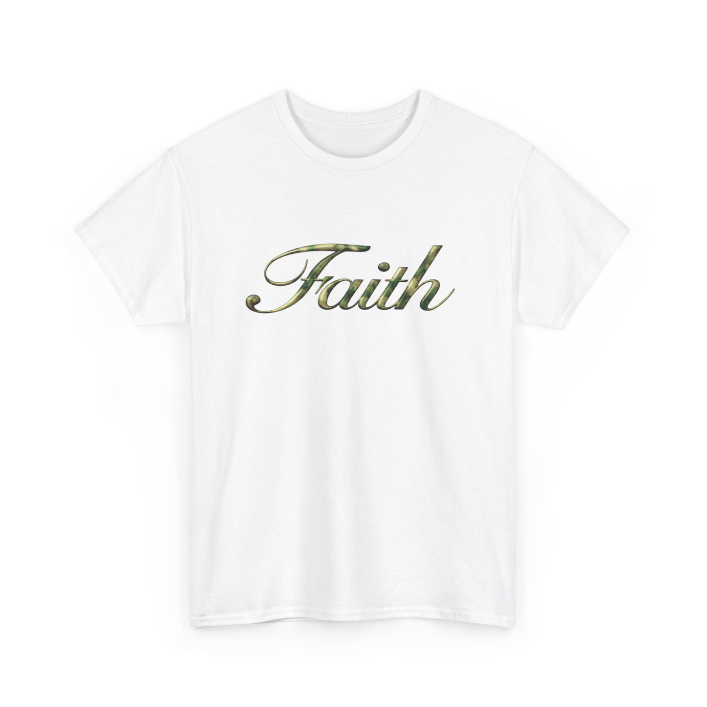 Faith Script Tee — Camouflage Crown Graphic Shirt