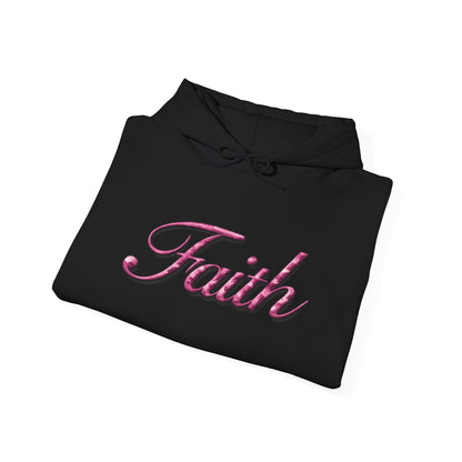 Faith Hoodie — Pink Crown Christian Sweatshirt (Script Faith text)