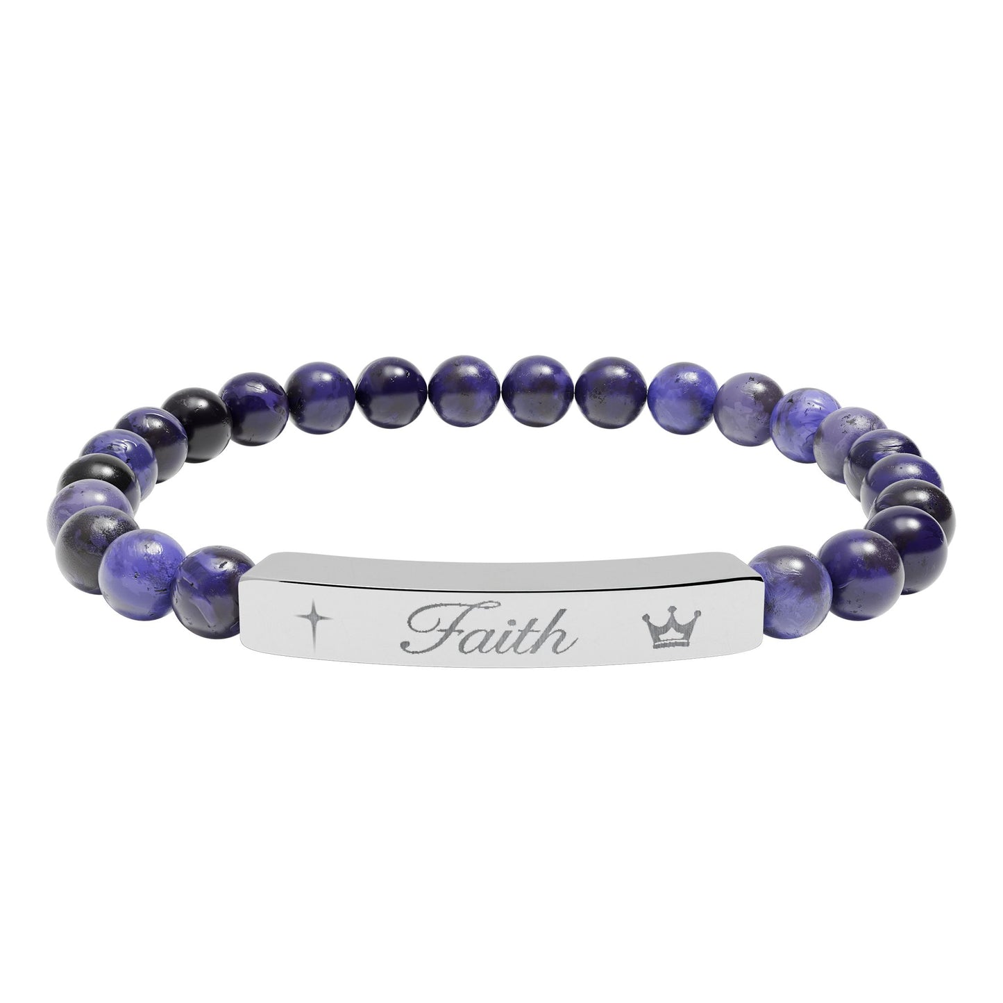 Engraved 'Faith' Natural Stone Stretch Bracelet