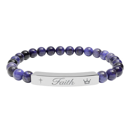 Engraved 'Faith' Natural Stone Stretch Bracelet