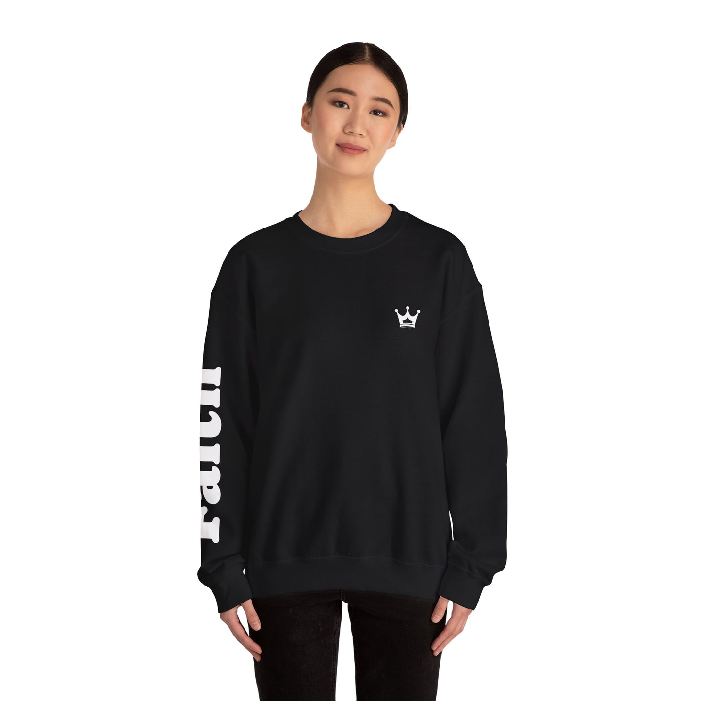 Christian Crewneck Sweatshirt — "You Need Jesus." Back Print with Faith Sleeve