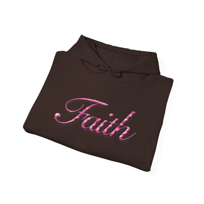 Faith Hoodie — Pink Crown Christian Sweatshirt (Script Faith text)