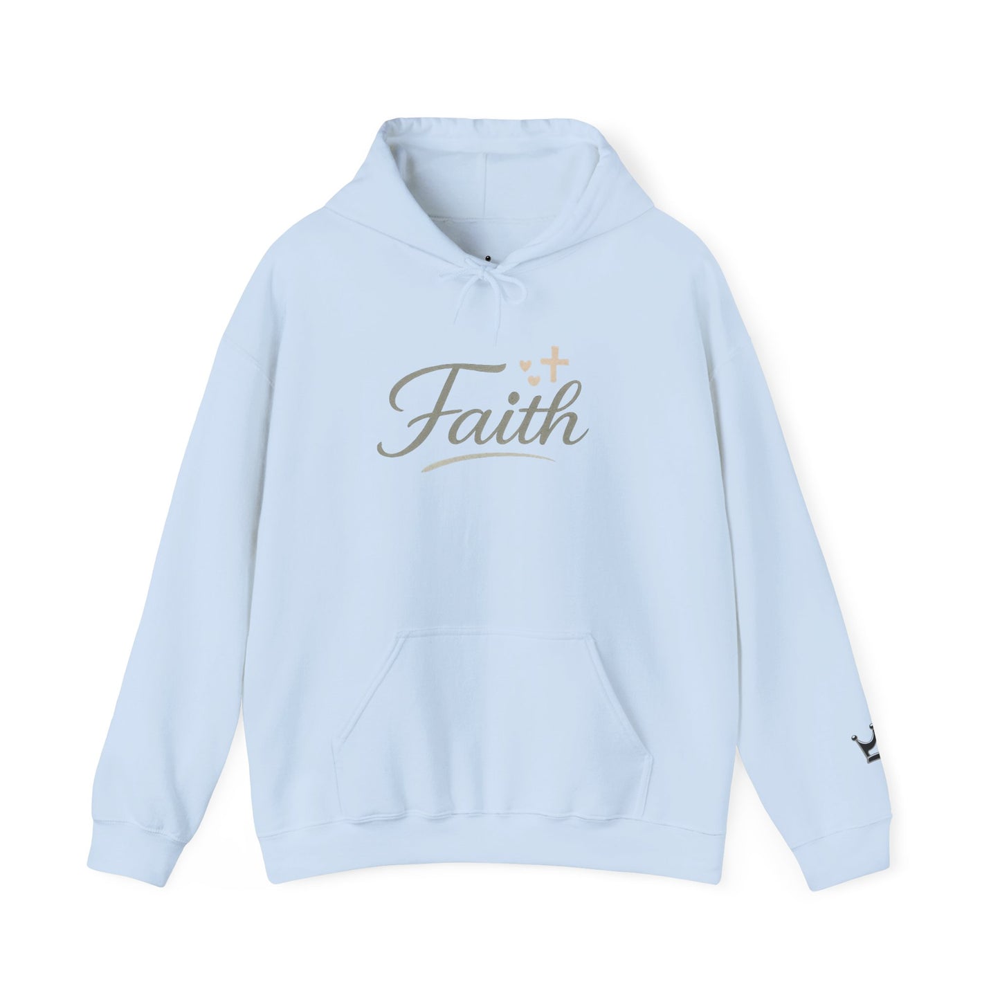 Faith Script Hoodie — Inspirational Christian Pullover with Cross Accent