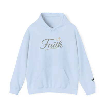 Faith Script Hoodie — Inspirational Christian Pullover with Cross Accent