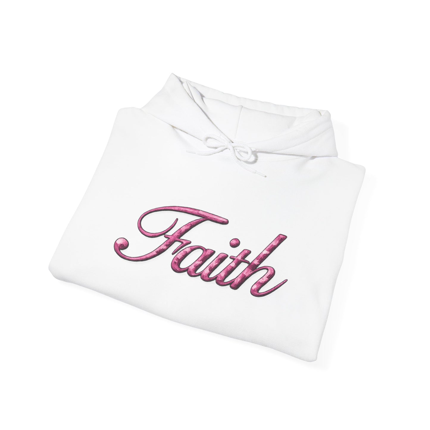 Faith Hoodie — Pink Crown Christian Sweatshirt (Script Faith text)
