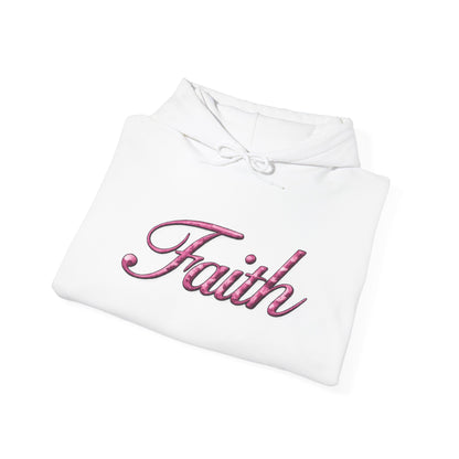 Faith Hoodie — Pink Crown Christian Sweatshirt (Script Faith text)