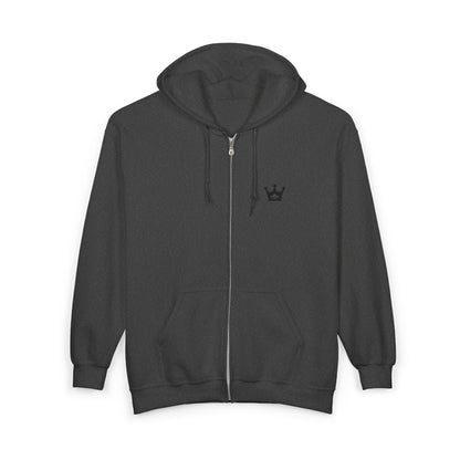 Crown Logo Zip Hoodie - Minimal Royal Emblem Full-Zip Sweatshirt