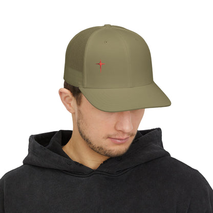 Embroidered Cross Snapback Trucker Hat