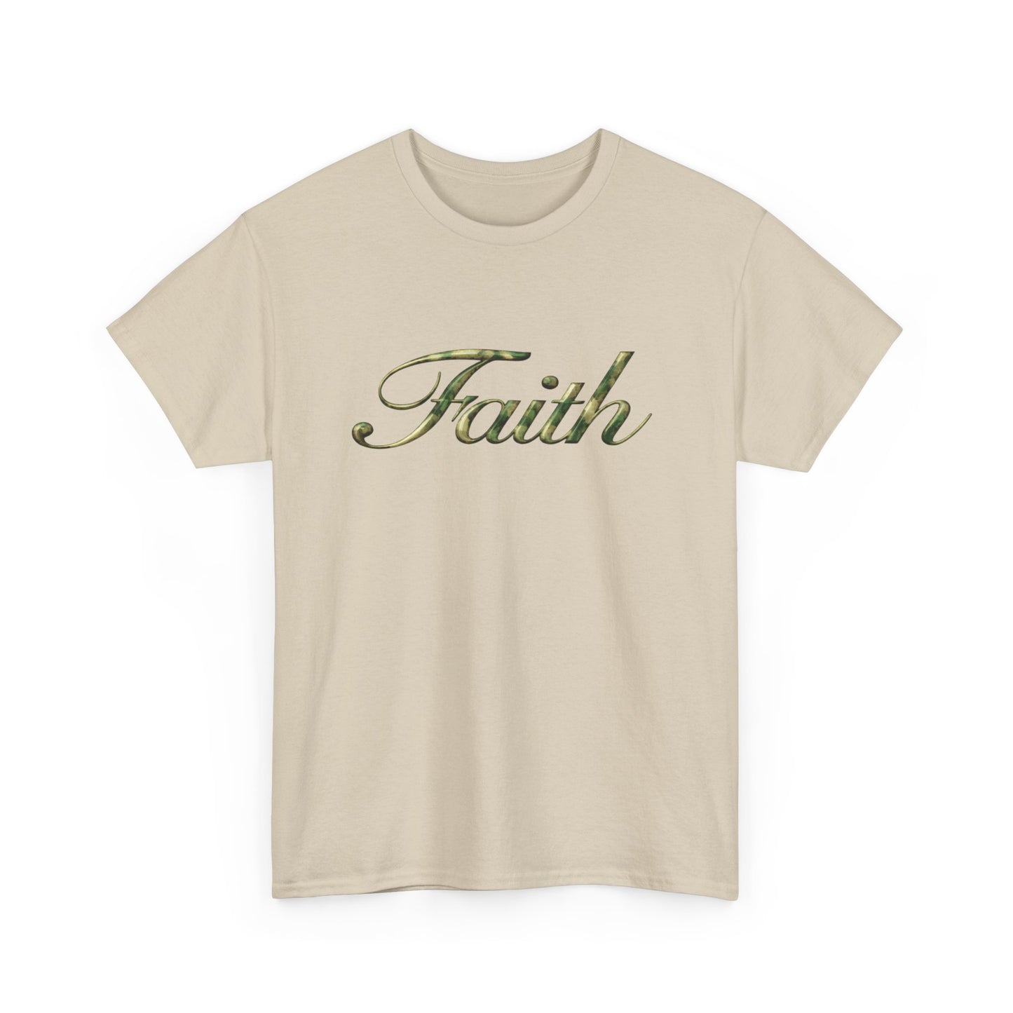 Faith Script Tee — Camouflage Crown Graphic Shirt