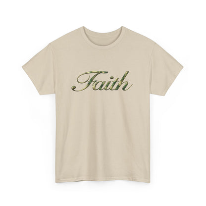 Faith Script Tee — Camouflage Crown Graphic Shirt