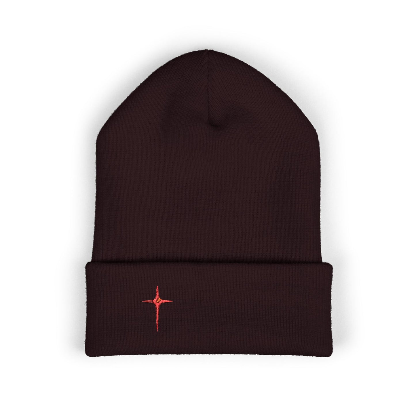 Embroidered Red Star Cuffed Beanie