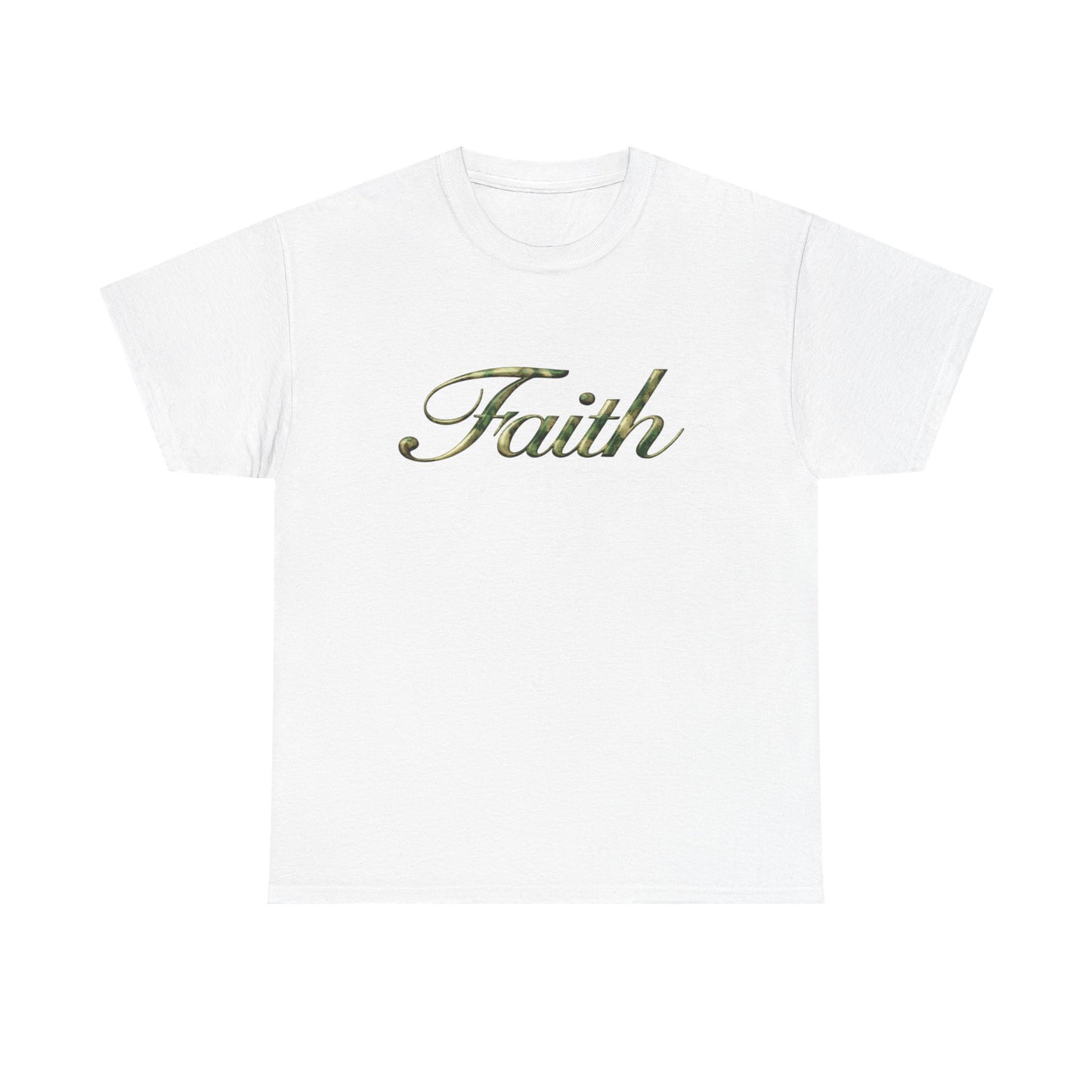 Faith Script Tee — Camouflage Crown Graphic Shirt