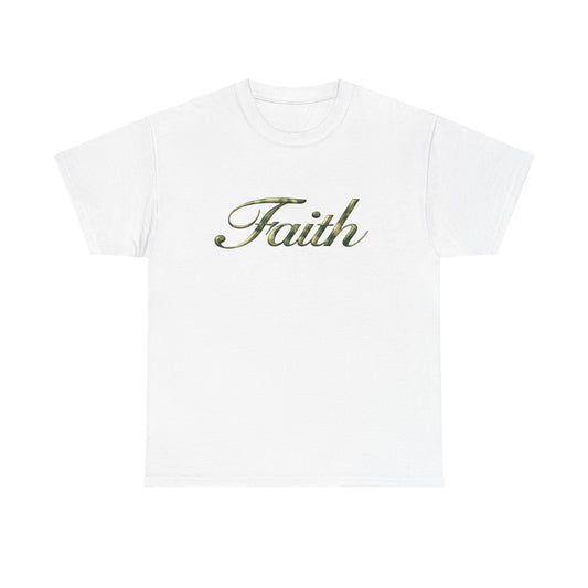 Faith Script Tee — Camouflage Crown Graphic Shirt