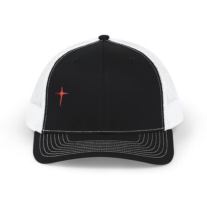 Embroidered Cross Snapback Trucker Hat