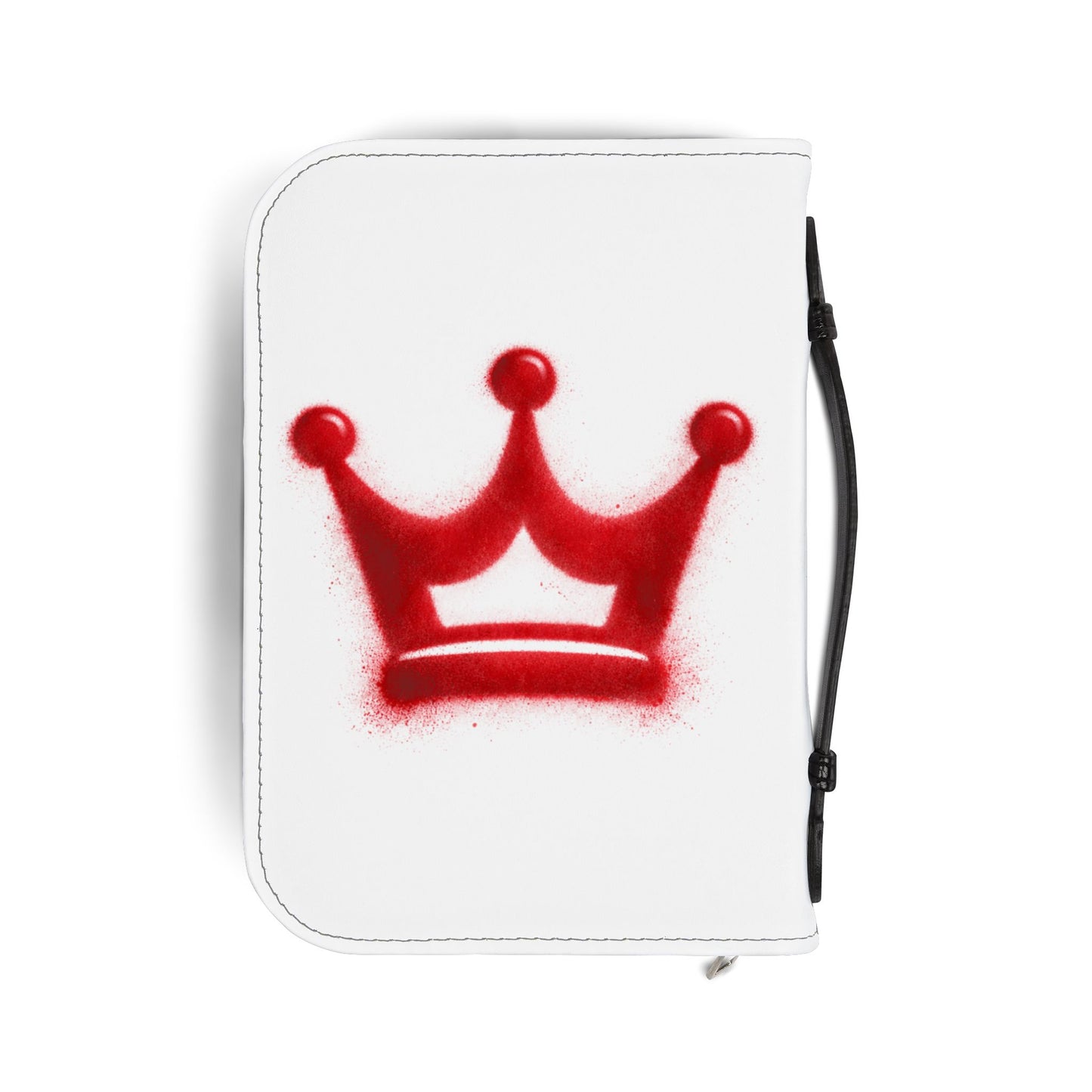 Bible Cover — "Hand Crafted by God" Zippered Bible Case with Red Crown Design