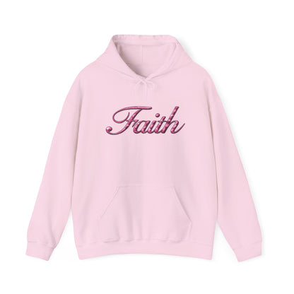 Faith Hoodie — Pink Crown Christian Sweatshirt (Script Faith text)