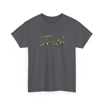 Faith Script Tee — Camouflage Crown Graphic Shirt