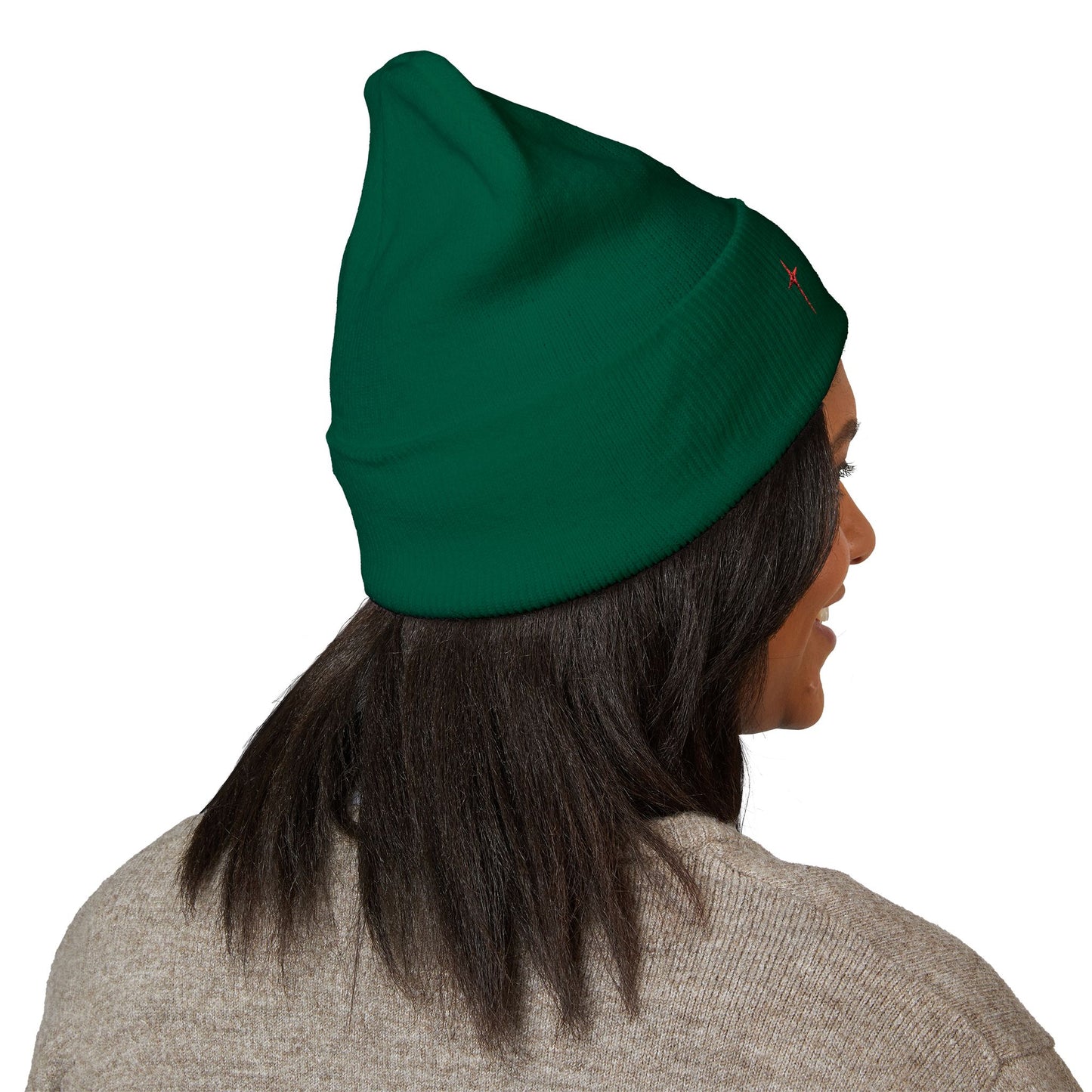 Embroidered Minimal Star Cuffed Beanie — Classic Knit Winter Hat
