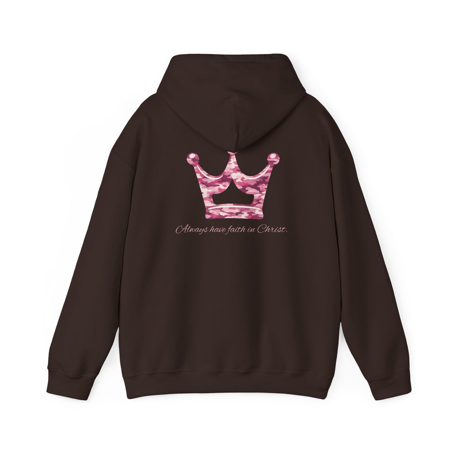 Faith Hoodie — Pink Crown Christian Sweatshirt (Script Faith text)