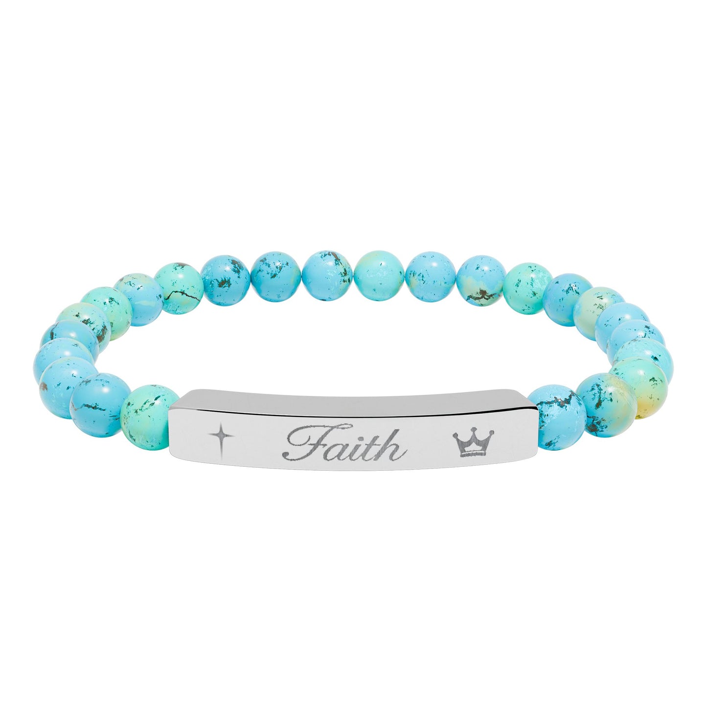 Engraved 'Faith' Natural Stone Stretch Bracelet