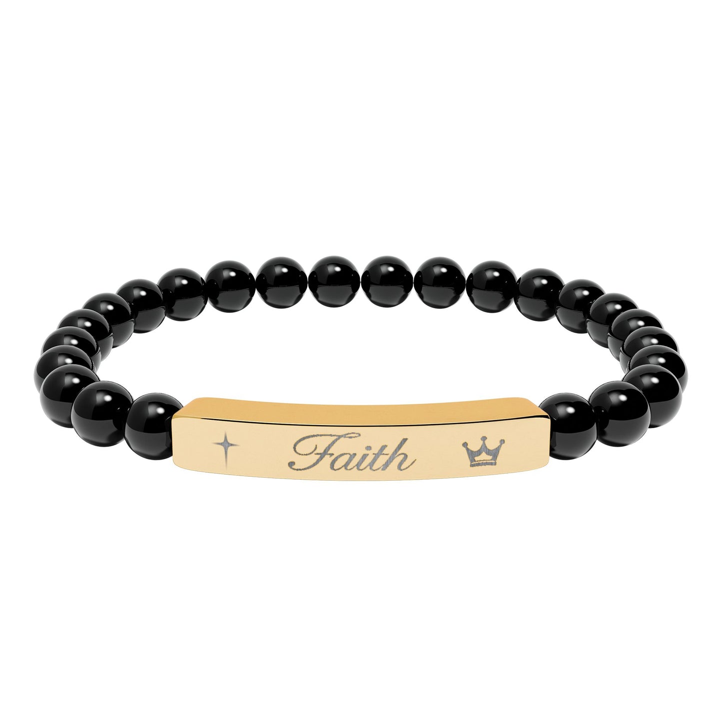 Engraved 'Faith' Natural Stone Stretch Bracelet