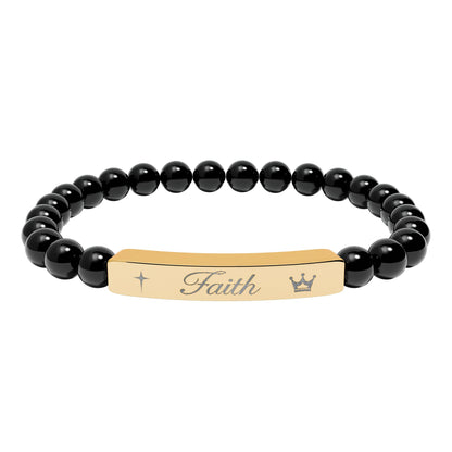 Engraved 'Faith' Natural Stone Stretch Bracelet