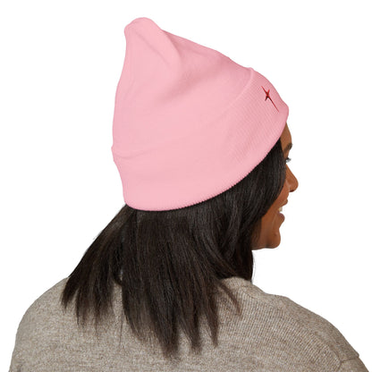 Embroidered Red Star Cuffed Beanie
