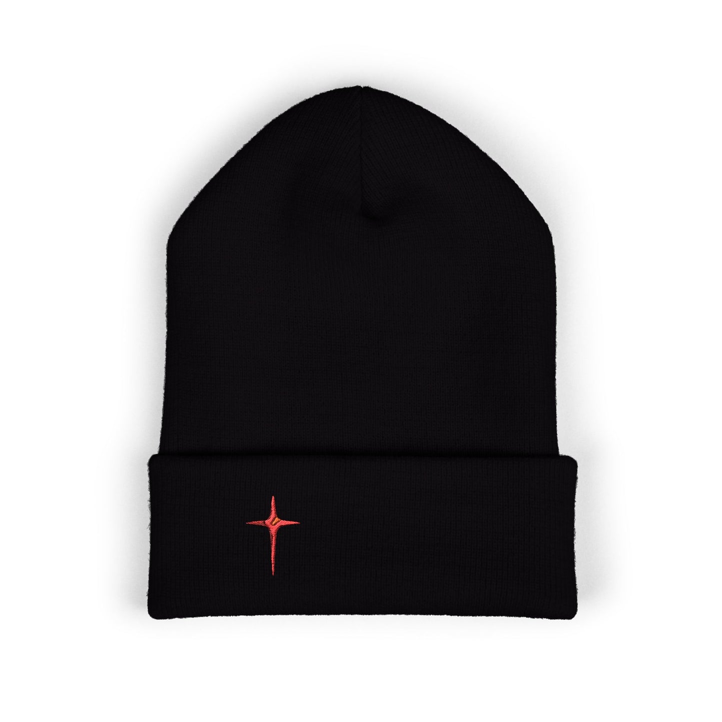 Embroidered Red Star Cuffed Beanie