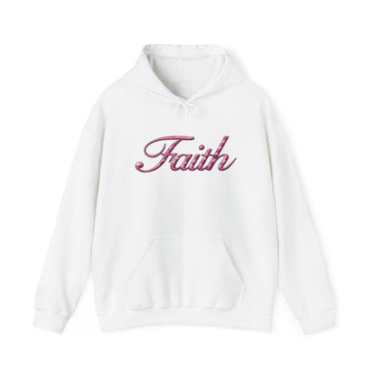 Faith Hoodie — Pink Crown Christian Sweatshirt (Script Faith text)